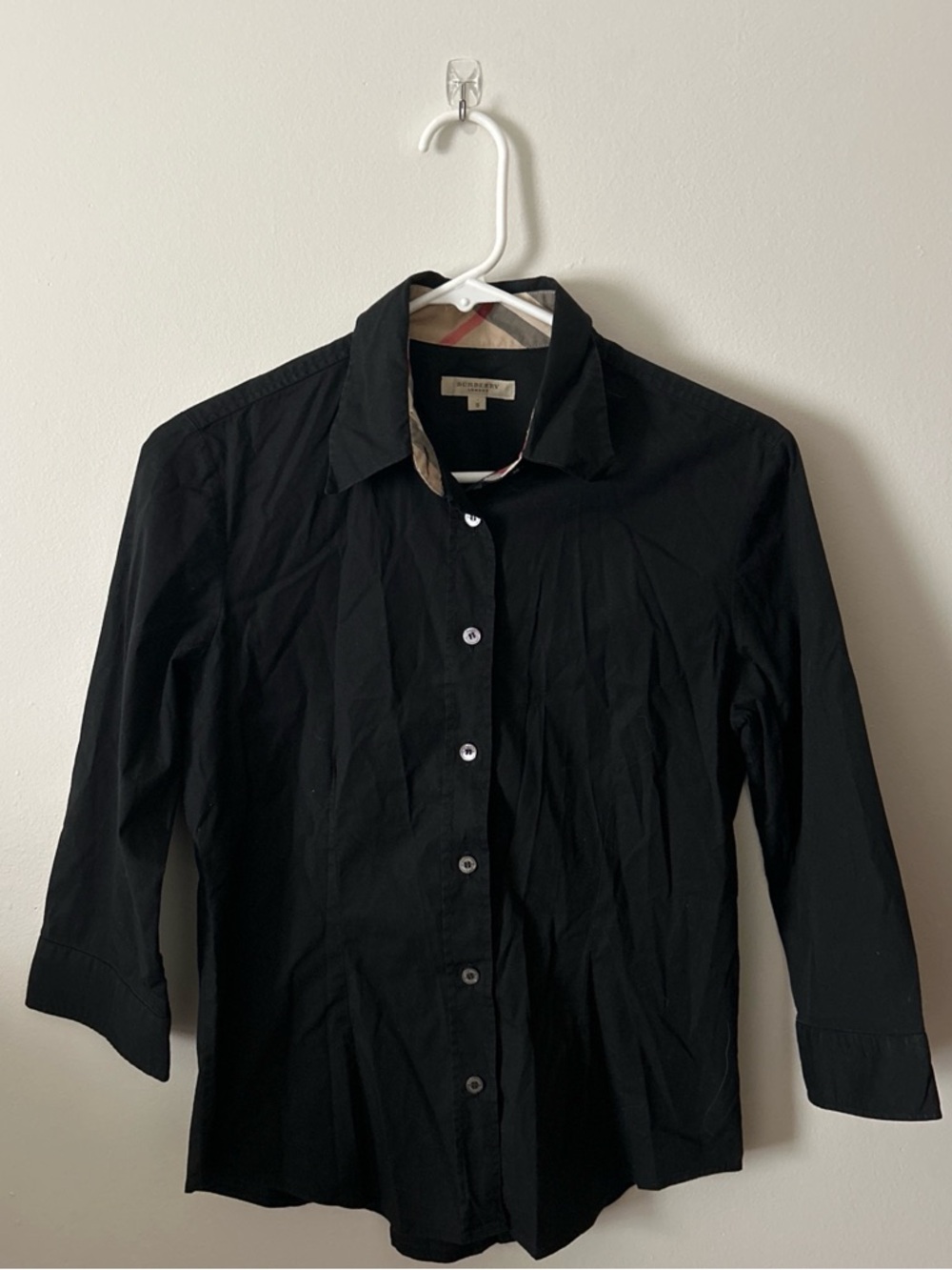 Burberry Black Shirt with Signature Check Trim